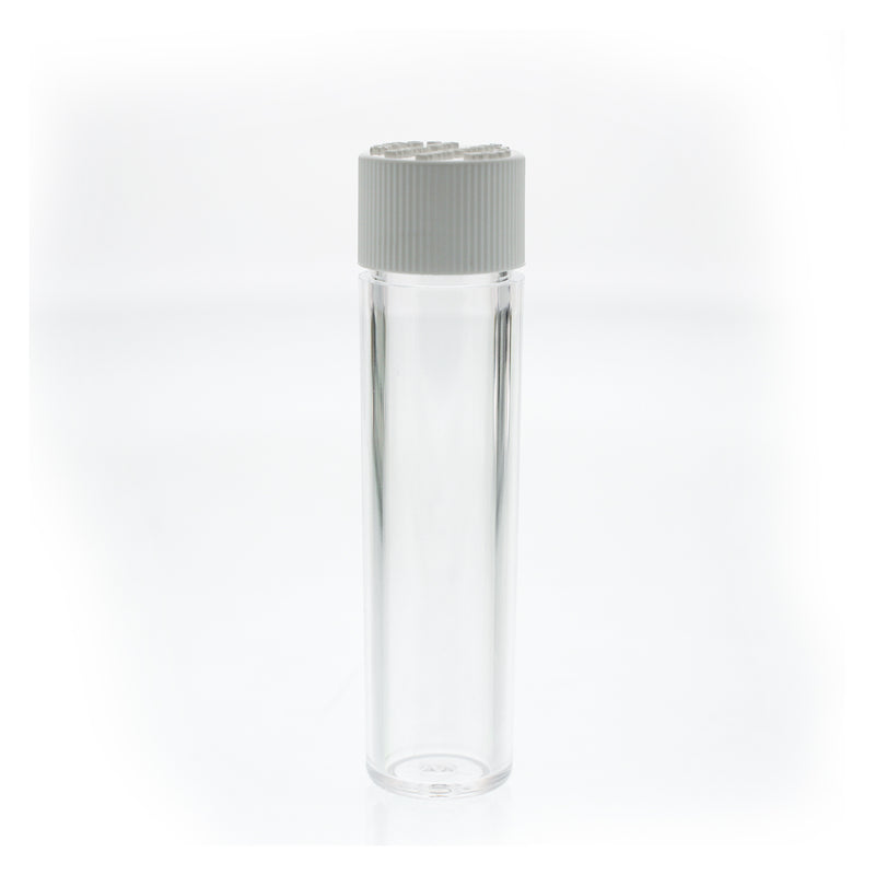 Clear Plastic Tube 2.7 in - Childproof White Top - CORONA CASH AND CARRY