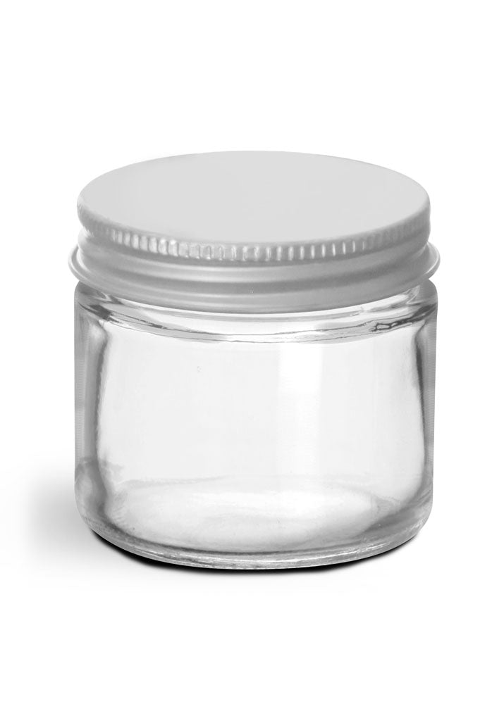 2oz Glass Jar with White Metal Lid - CORONA CASH AND CARRY