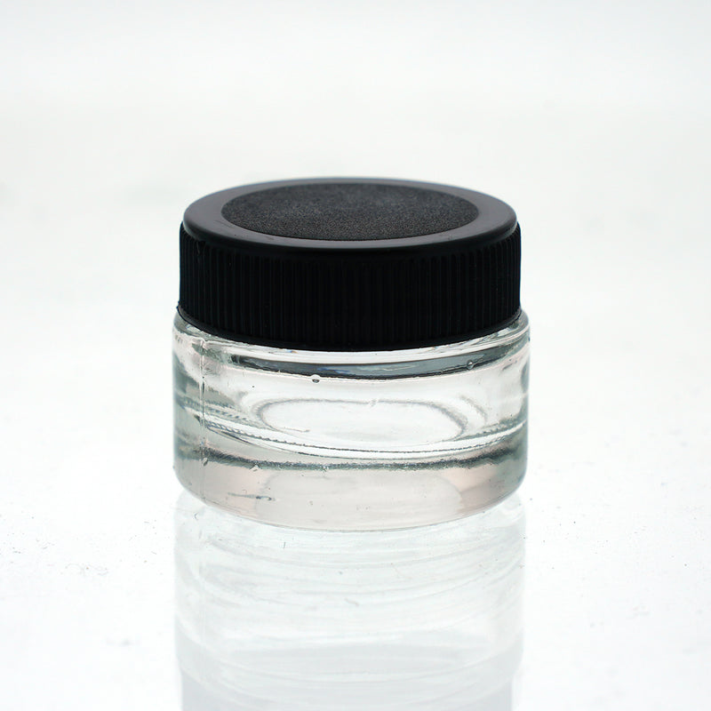 5 ml Clear Glass Jars with Black Lids - Non Childproof - CORONA CASH AND CARRY