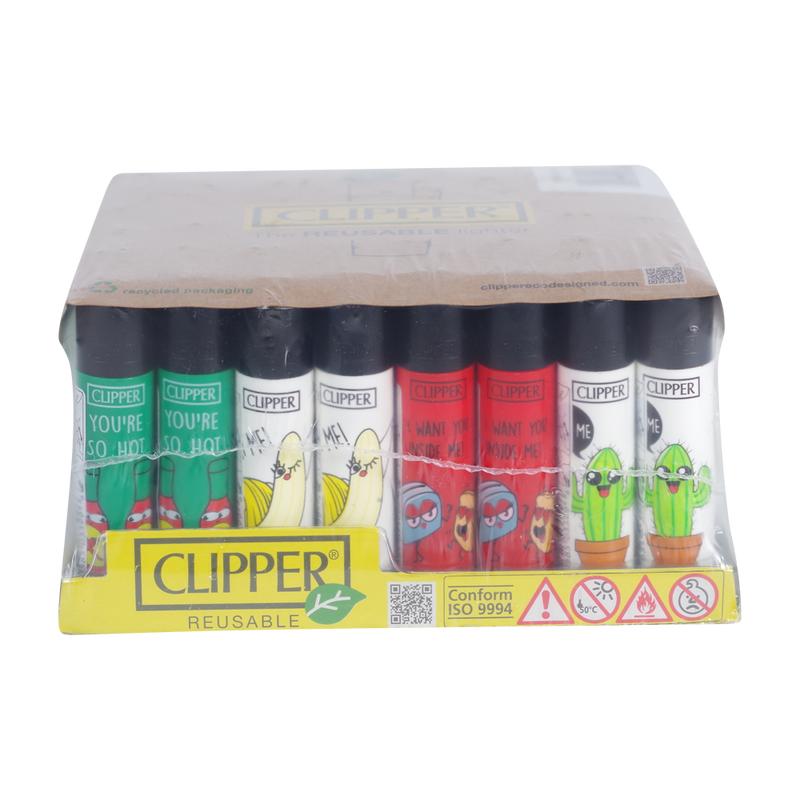 Clipper refillable lighters with mixed designs - 48pcs in display - CORONA CASH AND CARRY