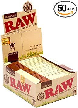 Raw King Size Slim Organic Hemp Rolling Papers Full Box of 50 Packs, 32 Count (Pack of 50) - CORONA CASH AND CARRY