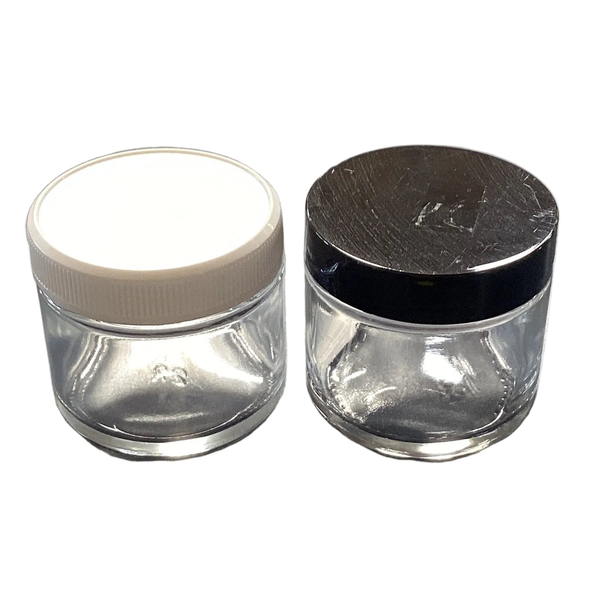 2oz NON Childproof Glass Jar - Black Plastic Lid