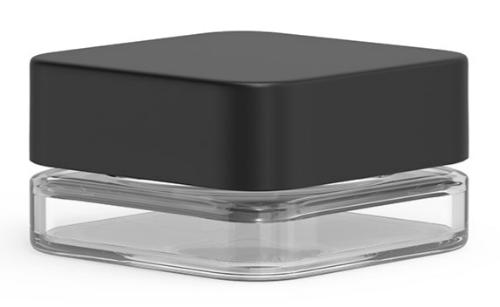 5mL CR Square Clear Glass - Black Plastic Lid