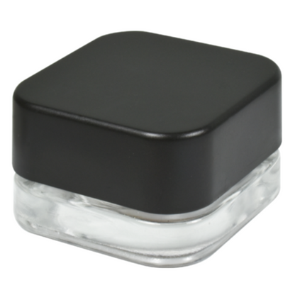 5mL CR Square Clear Glass - Black Plastic Lid - CORONA CASH AND CARRY