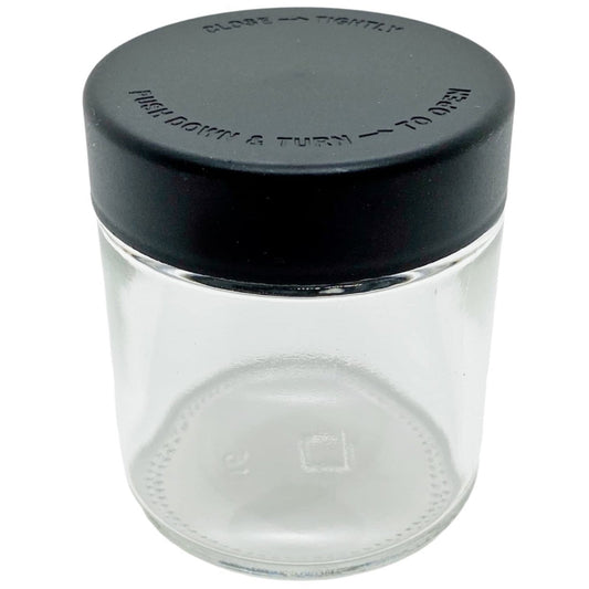 3oz Glass Jar - CR Black Plastic Lid - CORONA CASH AND CARRY