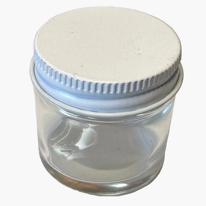 1oz Glass Jar - White Metal Lid