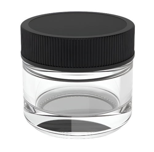 7mL Non-CR Glass Jar - Black Plastic Lids