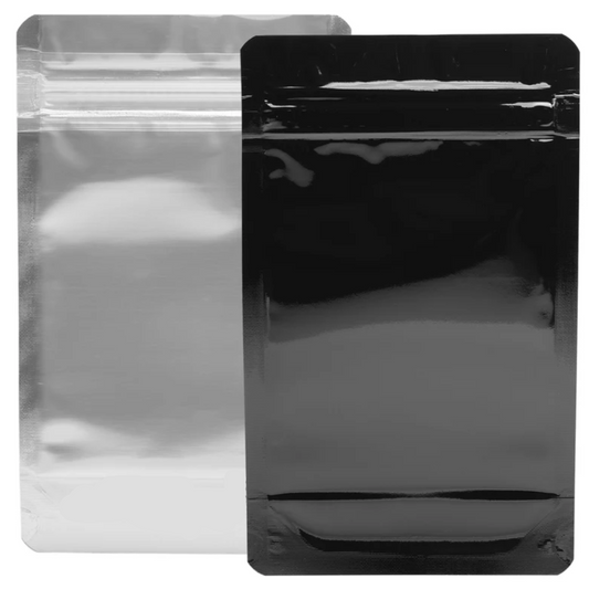 1/4oz Black/Clear Round Childroof - Mylar Bags