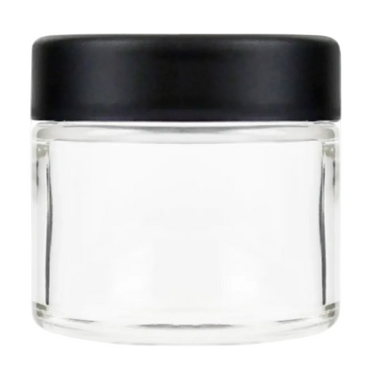 2oz Glass Jar - CR Black Plastic Lid