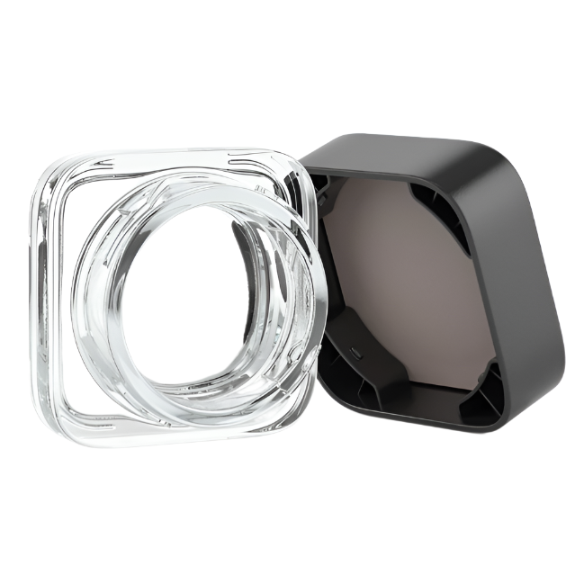 5mL CR Square Clear Glass - Black Plastic Lid - CORONA CASH AND CARRY