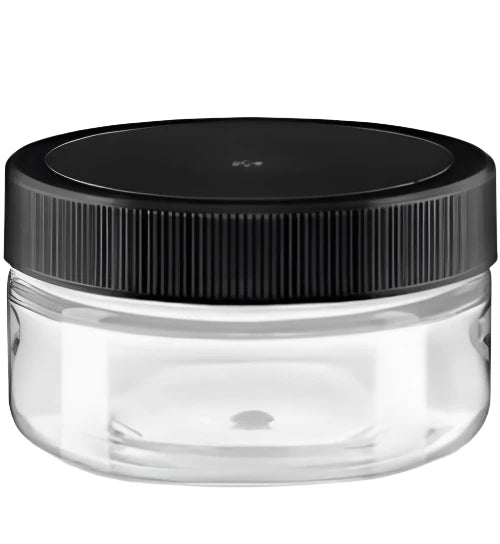 2oz CR Plastic Jar - Black Plastic Lid