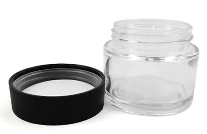 7mL Non-CR Glass Jar - Black Plastic Lids