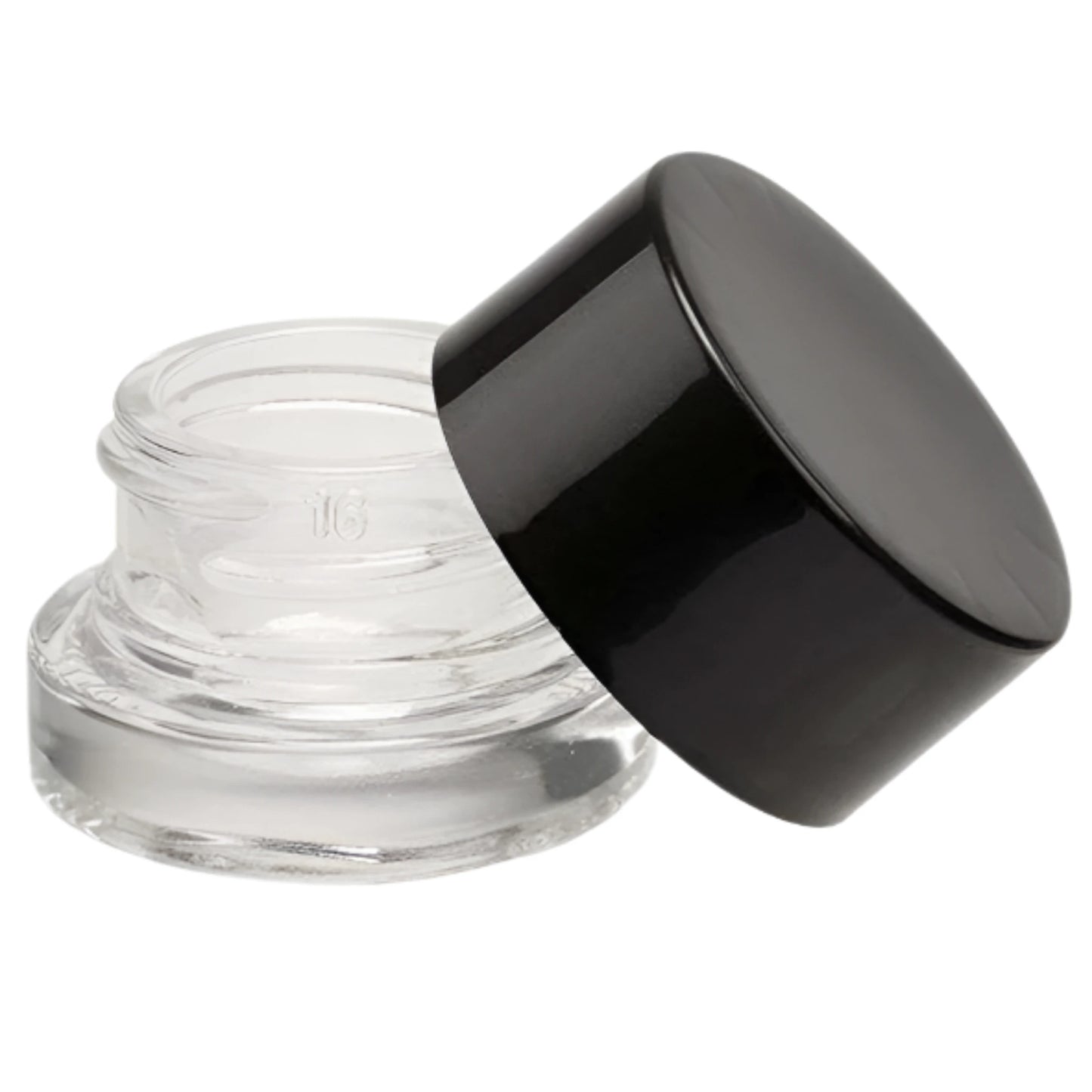 5mL CR Clear Glass Jar - Black Plastic Jar