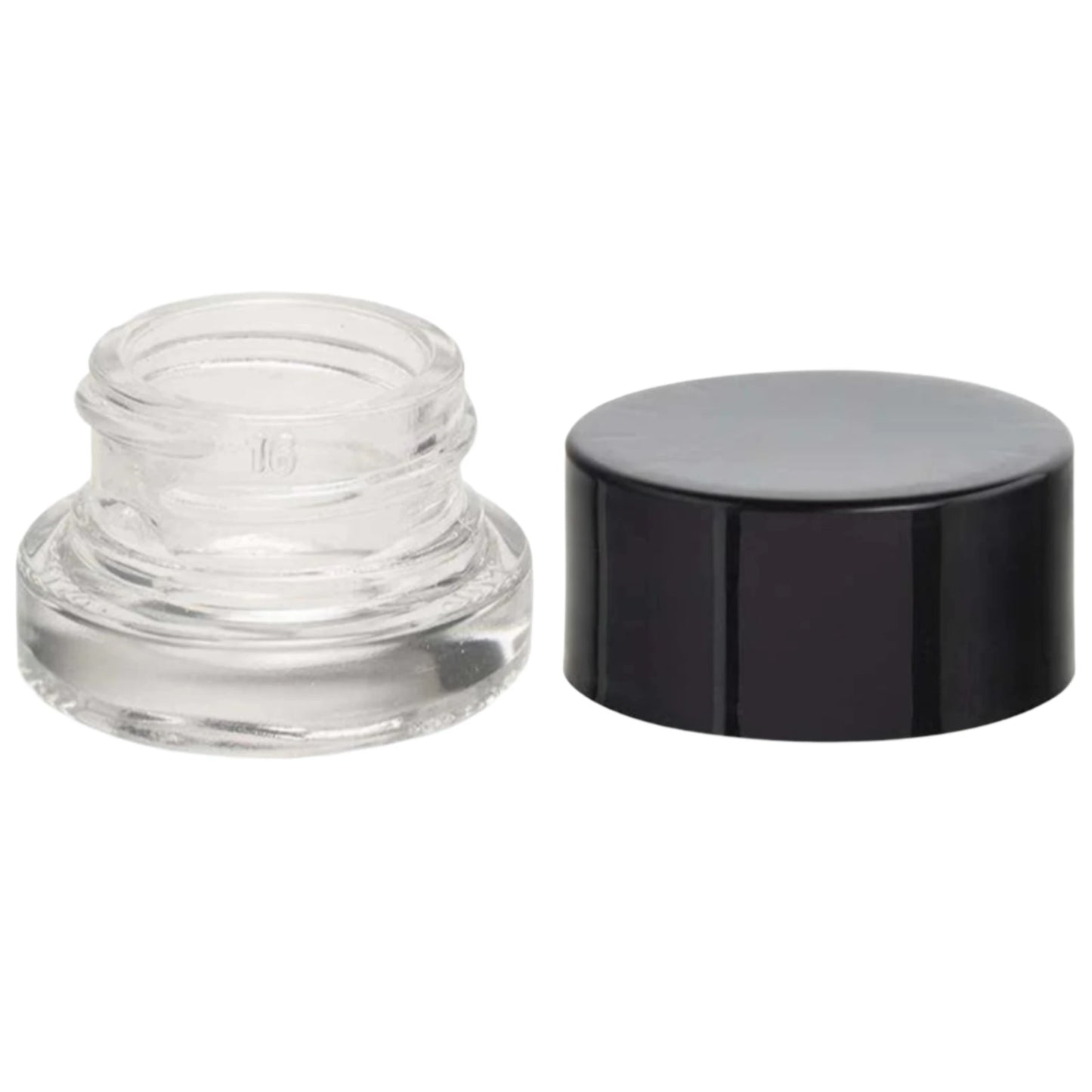 5mL CR Clear Glass Jar - Black Plastic Jar