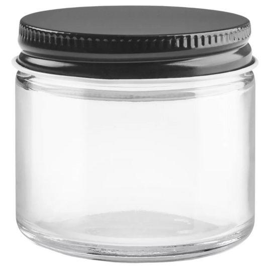 2oz Glass Jar - Black Metal Lid - CORONA CASH AND CARRY