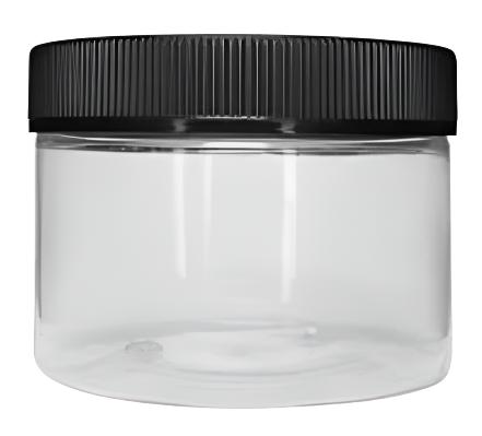 12oz CR Plastic Jar - Black Plastic Lid