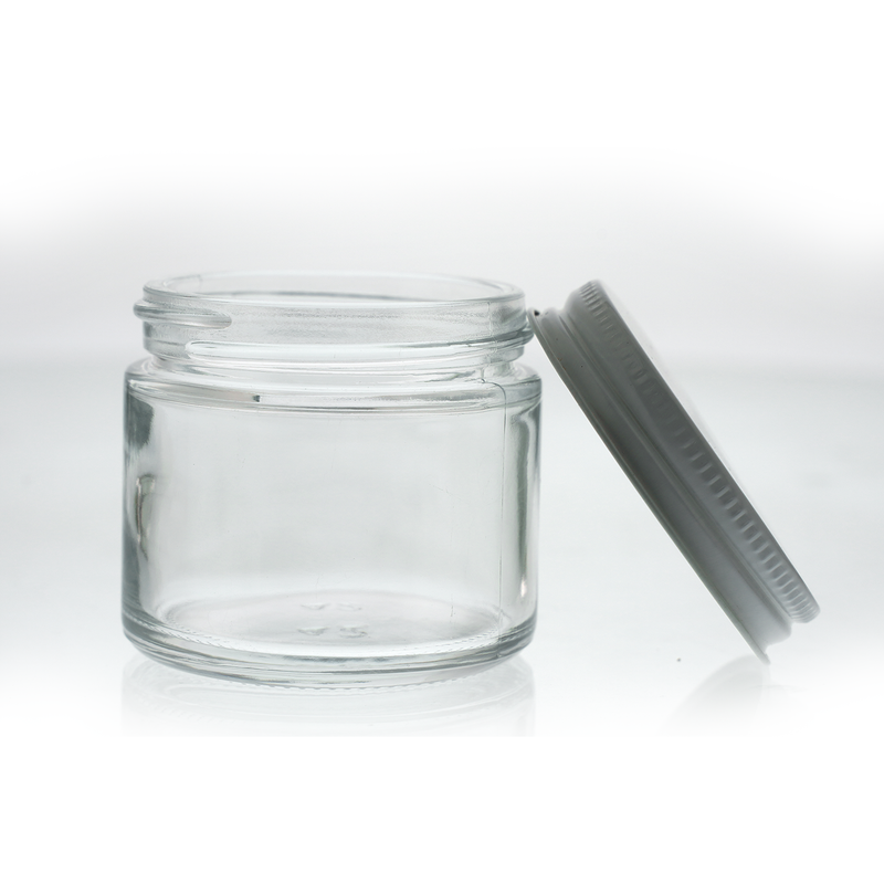 2 oz Glass Jar with White Metal Lid - CORONA CASH AND CARRY