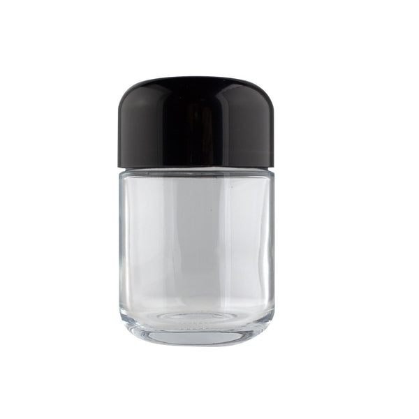 Clear Glass Jar With Black Child Resistant Caps 3oz