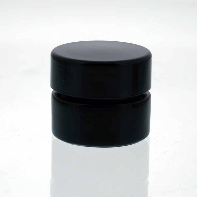 5 ml Black UV Non - Childproof Cap Glass Jars - Black Cap - CORONA CASH AND CARRY