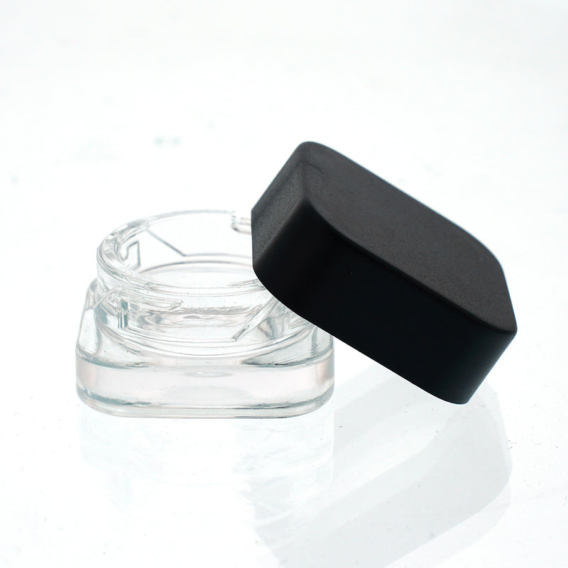 5 ml Clear Square Glass Jars - Child Resistant Black Cap - CORONA CASH AND CARRY