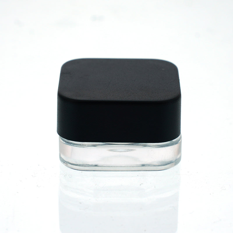 5 ml Clear Square Glass Jars - Child Resistant Black Cap - CORONA CASH AND CARRY