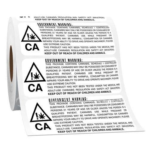 California RX Medical Compliant Government Warning Label - (1000 units) - CORONA CASH AND CARRY