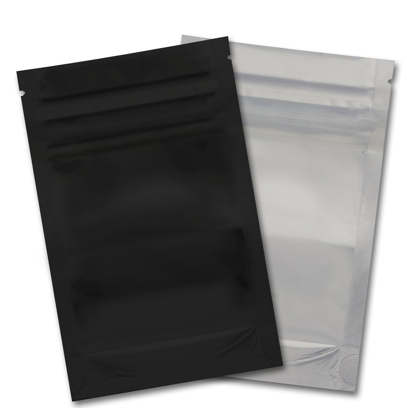 1/8th OZ Mylar Bags-06, Black / Clear - (100 units) - CORONA CASH AND CARRY