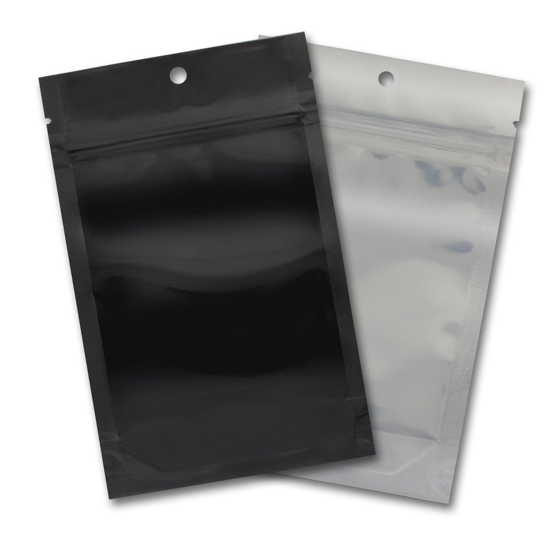 1.0g Mylar Bags-05, Black / Clear (100 units) - CORONA CASH AND CARRY