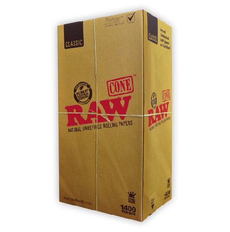 RAW Pre-Rolled Cones - Classic King Size - Box of 1400 - CORONA CASH AND CARRY