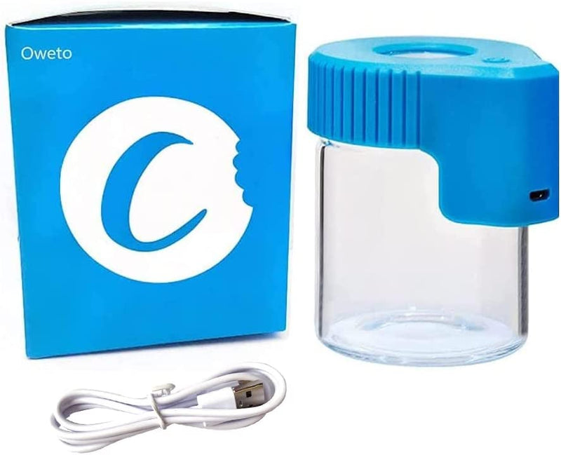 Oweto Led Transparent Glass Seal Storage Jar, Light-Up Magnifying Glass Ornamental Glass Bottle - CORONA CASH AND CARRY