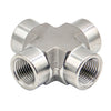NPT Female Thread Pipe Fitting 4 Way Cross Stainless Steel 304 - CORONA CASH AND CARRY