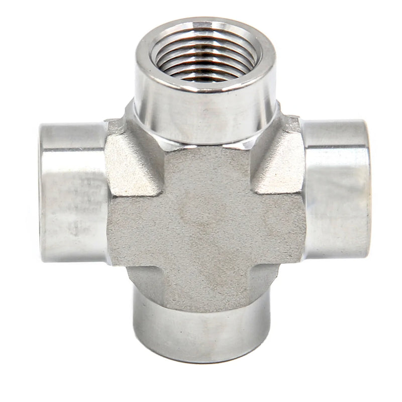 1/4 NPT Female Thread Pipe Fitting 4 Way Cross Stainless Steel 304 - CORONA CASH AND CARRY