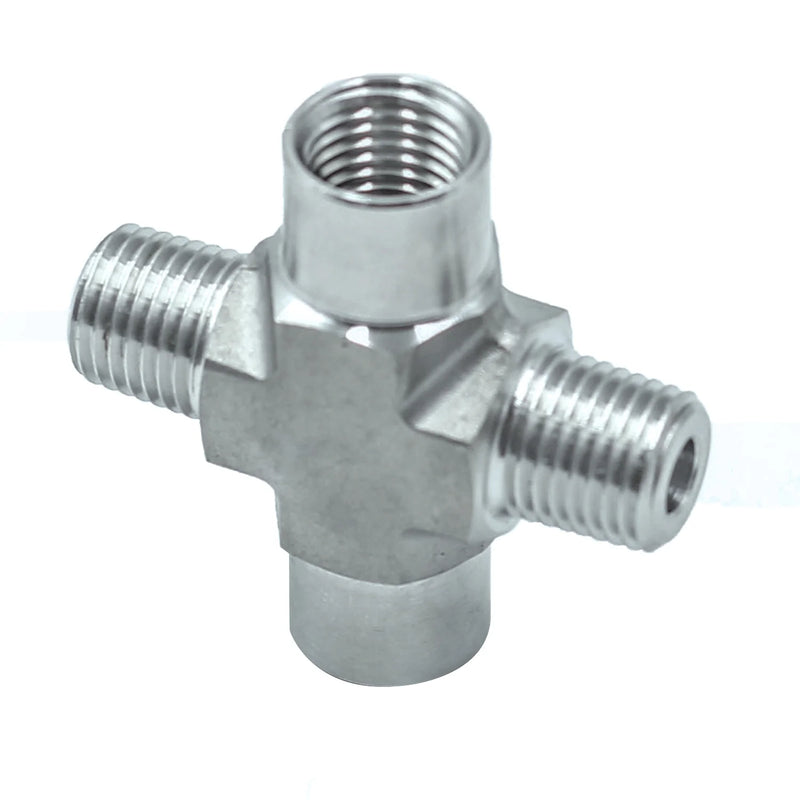 3/8 NPT Thread Pipe Fitting 4 Way Cross (M x F x M x F) Stainless Steel 304 - CORONA CASH AND CARRY