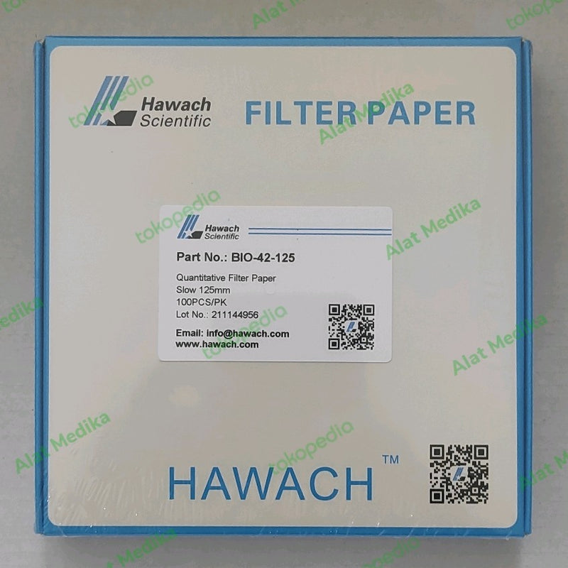 Filter Paper | kertas saring No.42 Hawach 125mm, 100pcs/box - CORONA CASH AND CARRY