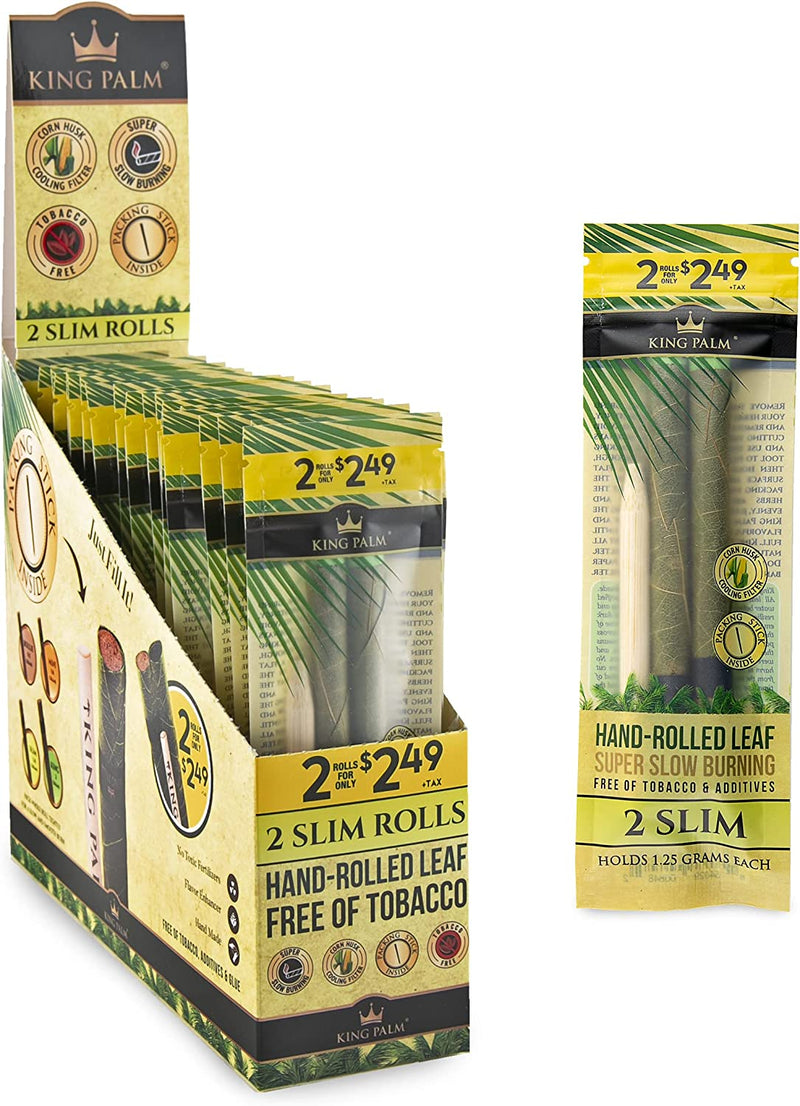 King Palm Slim Size Cones (Display Case 40 Rolls) Natural PreRoll Palm Leafs - Pre Rolled Cones - All Natural Cones - Corn Husk Filter - Preroll Cones - Prerolled cones - Rolling Papers With Filters - CORONA CASH AND CARRY