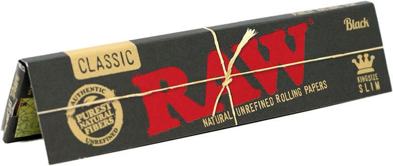 RAW Classic Black King Size Slim Natural Unrefined Ultra Thin 110mm Rolling Papers (50 Packs - CORONA CASH AND CARRY