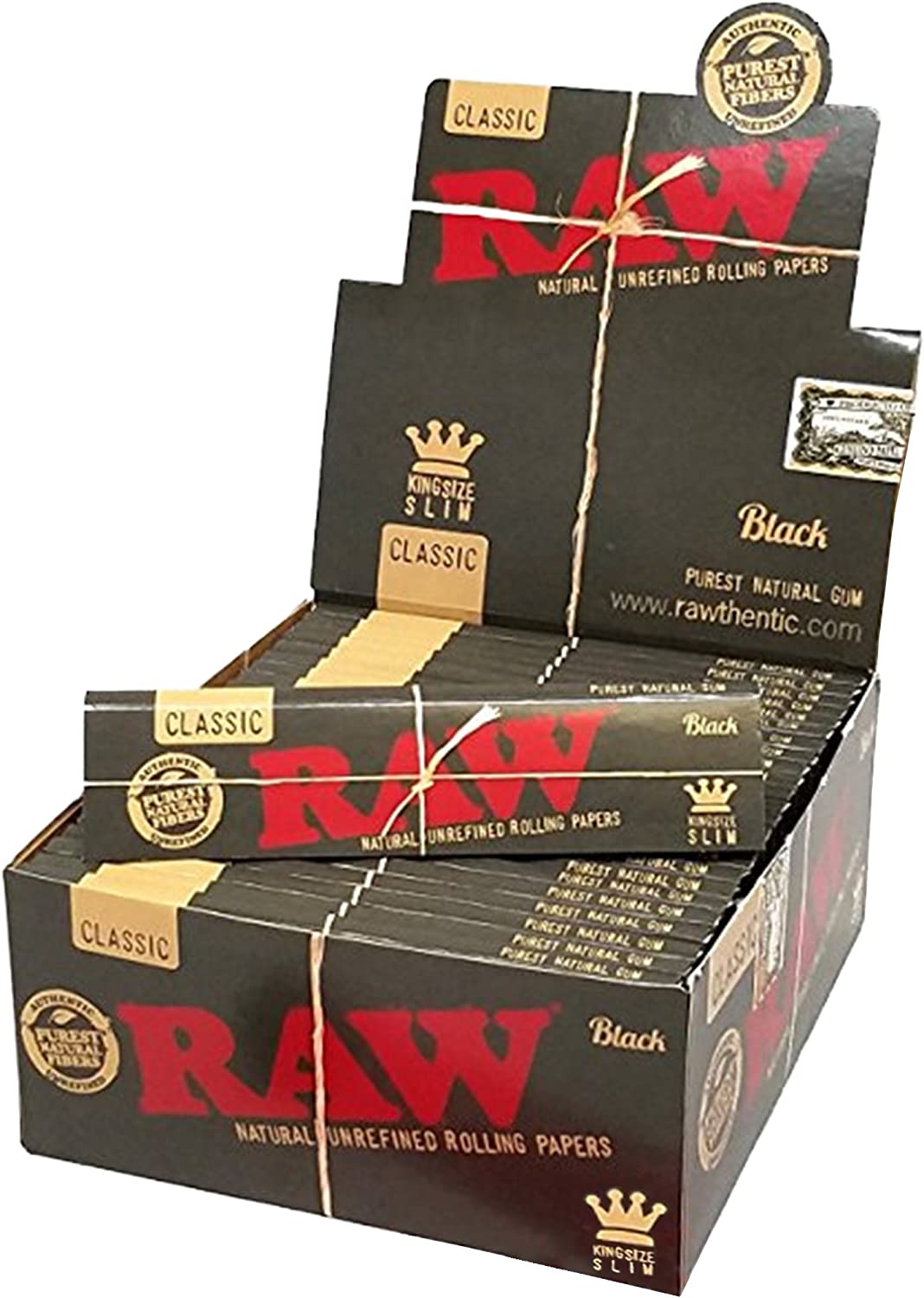 RAW Classic Black King Size Slim Natural Unrefined Ultra Thin 110mm Rolling Papers (50 Packs - CORONA CASH AND CARRY