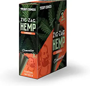 ZIG-ZAG – Natural Terpene Infused Hemp Cones - Clementine – Non GMO – 2 Wraps Per Pack – 15 Pack Display - Slow Burning - CORONA CASH AND CARRY